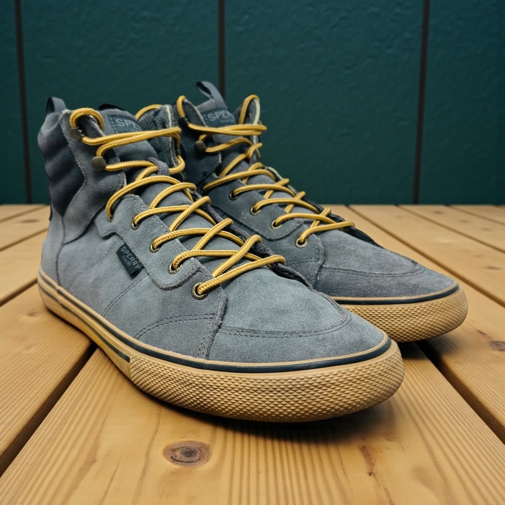 Sperry High Top Sneakers Men Size 11.5 STS23708 Gray Suede Lace Up Gum Sole